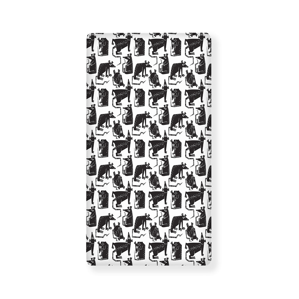 Black And White Rat Pattern Print Baby Crib Sheet