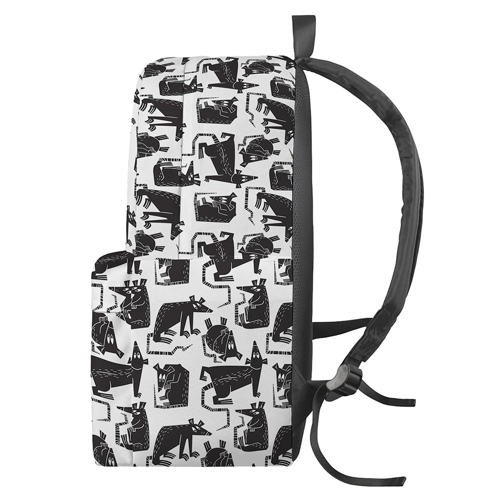 Black And White Rat Pattern Print Backpack