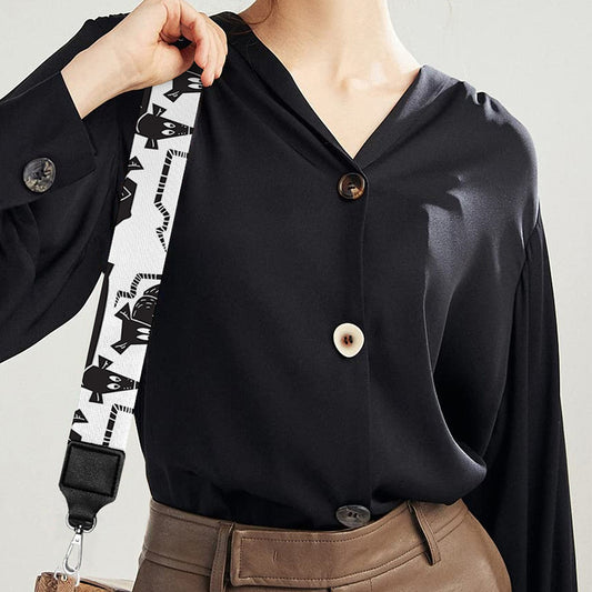 Black And White Rat Pattern Print Bag Strap