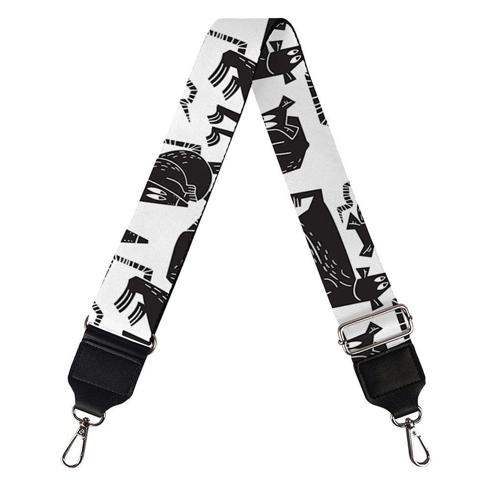 Black And White Rat Pattern Print Bag Strap