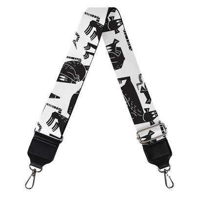 Black And White Rat Pattern Print Bag Strap