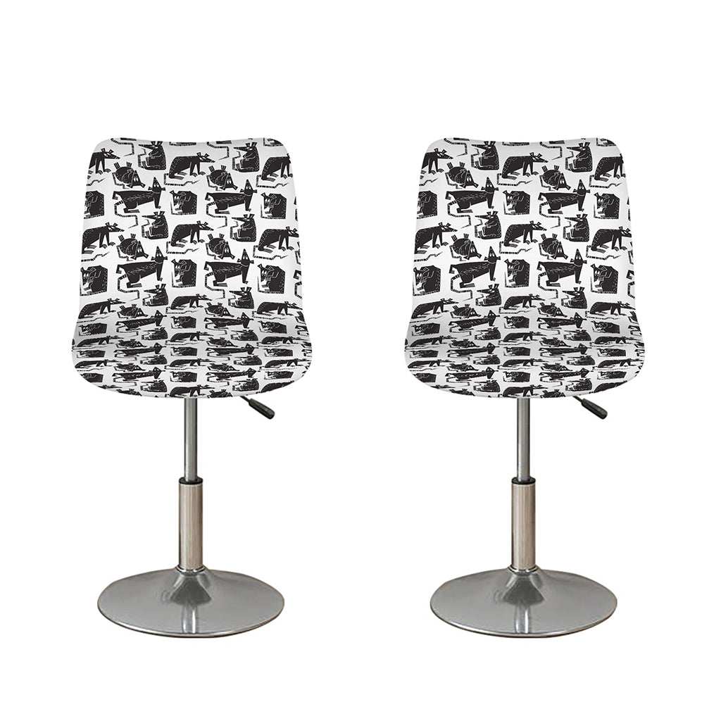 Black And White Rat Pattern Print Bar Stool Covers