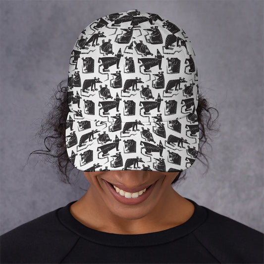 Black And White Rat Pattern Print Baseball Cap