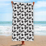 Black And White Rat Pattern Print Beach Towel