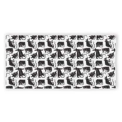 Black And White Rat Pattern Print Beach Towel