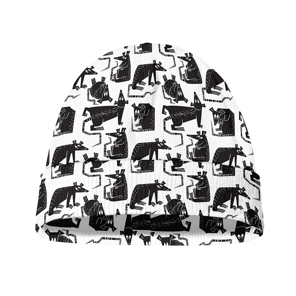 Black And White Rat Pattern Print Beanie