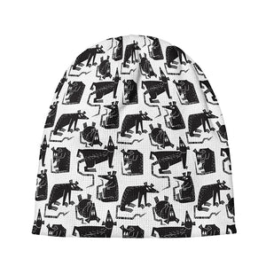 Black And White Rat Pattern Print Beanie