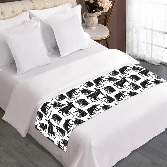 Black And White Rat Pattern Print Bed Runner