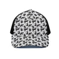 Black And White Rat Pattern Print Black Mesh Trucker Hat