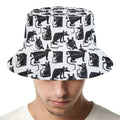 Black And White Rat Pattern Print Bucket Hat