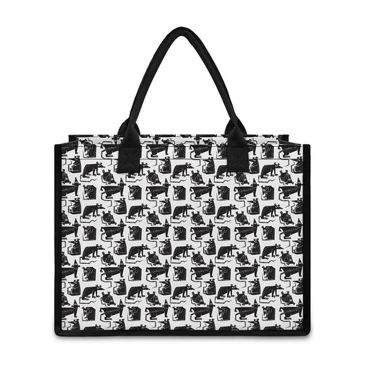 Black And White Rat Pattern Print Canvas Tote Bag