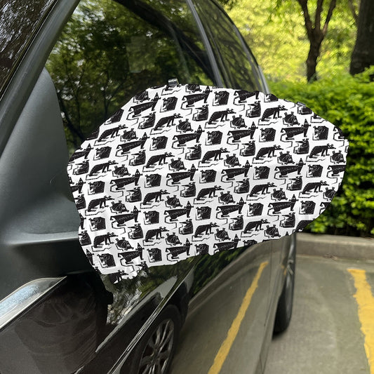 Black And White Rat Pattern Print Car Side Mirror Covers
