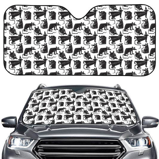 Black And White Rat Pattern Print Car Windshield Sun Shade