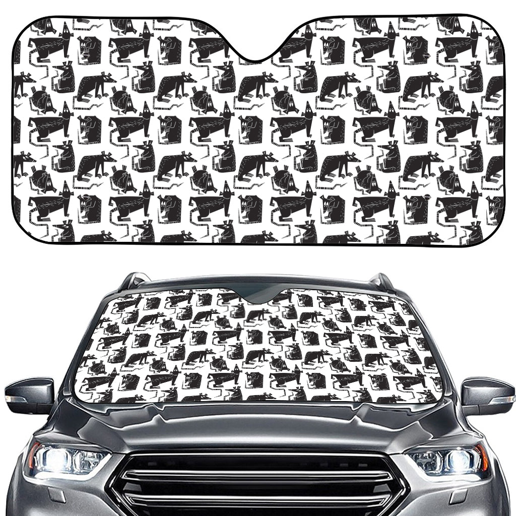 Black And White Rat Pattern Print Car Windshield Sun Shade