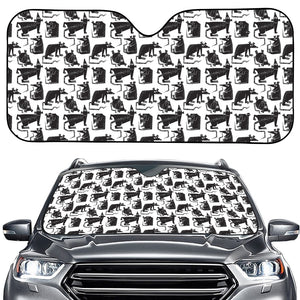 Black And White Rat Pattern Print Car Windshield Sun Shade