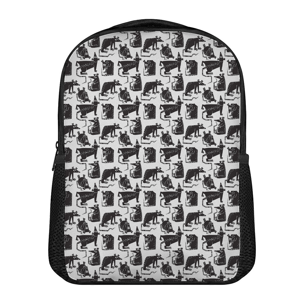 Black And White Rat Pattern Print Casual Backpack