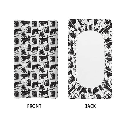 Black And White Rat Pattern Print Changing Pad Cover