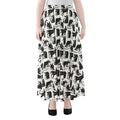 Black And White Rat Pattern Print Chiffon Maxi Skirt