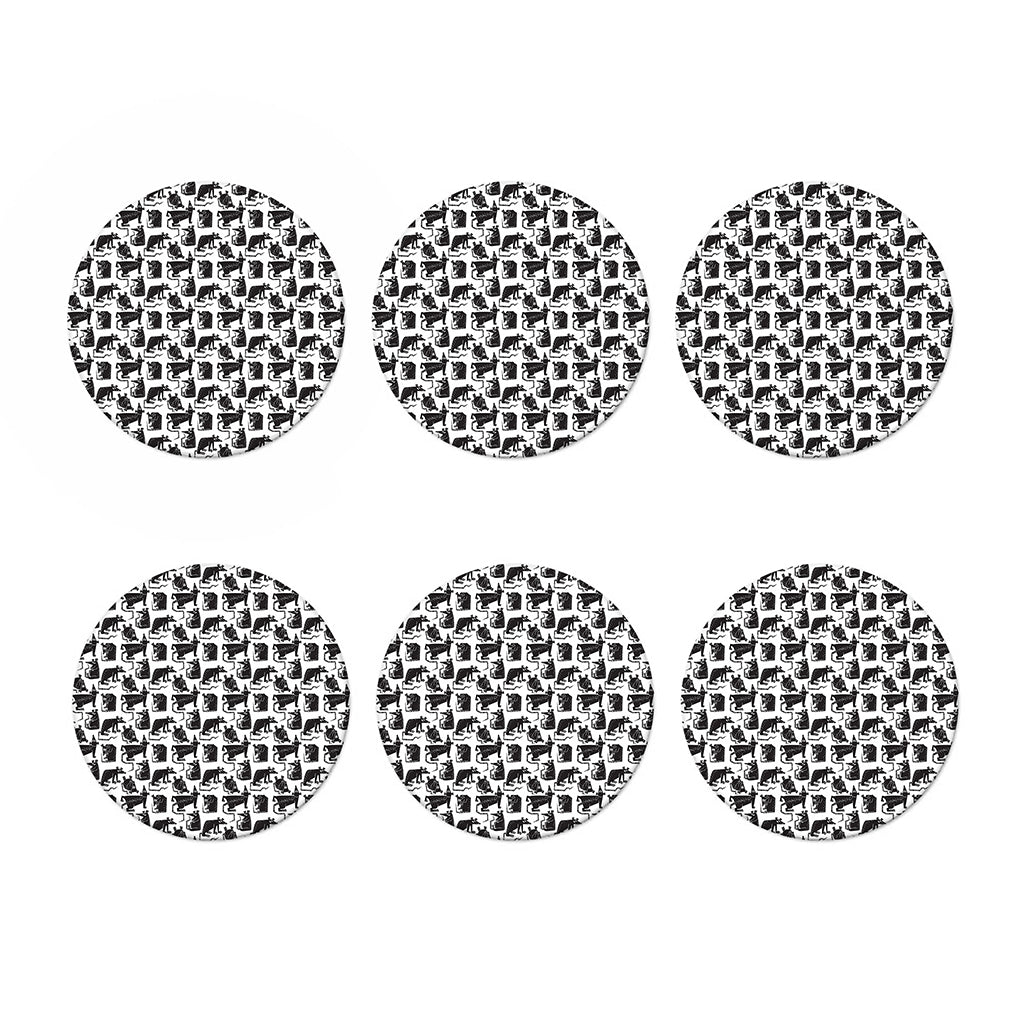 Black And White Rat Pattern Print Coaster Set