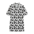 Black And White Rat Pattern Print Cotton Hawaiian Shirt