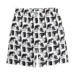 Black And White Rat Pattern Print Cotton Shorts