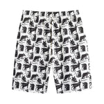 Black And White Rat Pattern Print Cotton Shorts