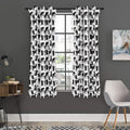Black And White Rat Pattern Print Grommet Curtain Panels