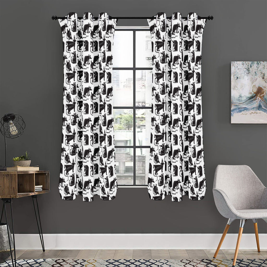 Black And White Rat Pattern Print Curtain