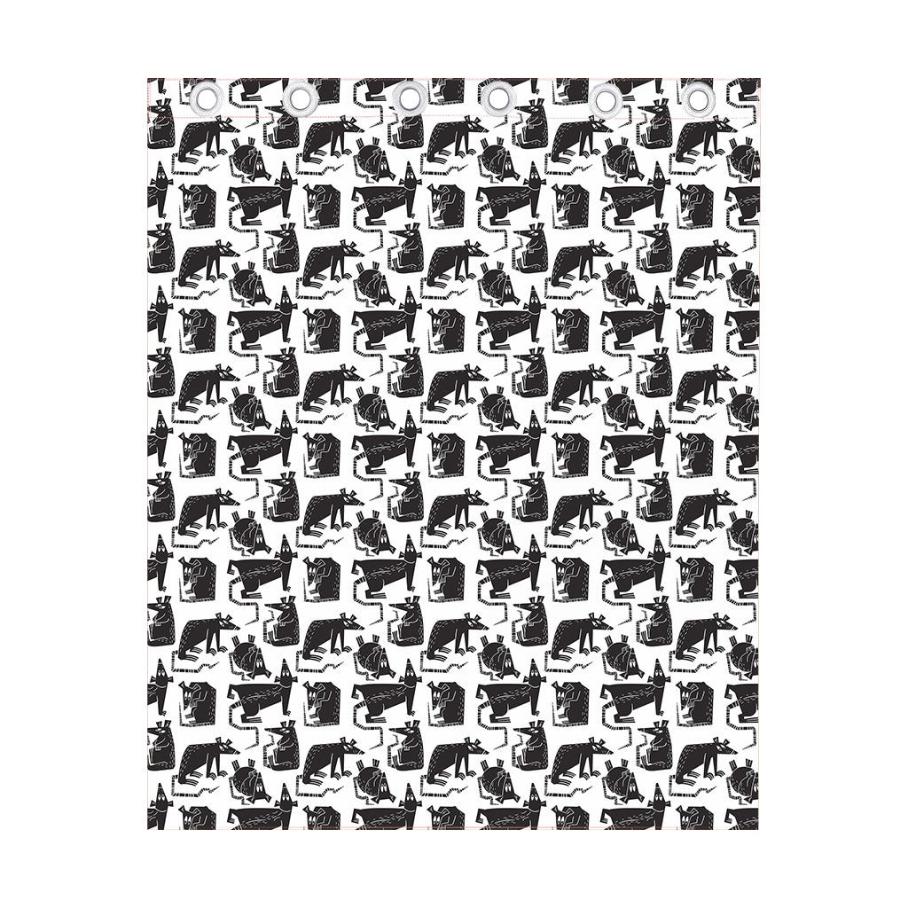 Black And White Rat Pattern Print Curtain