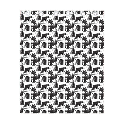 Black And White Rat Pattern Print Curtain