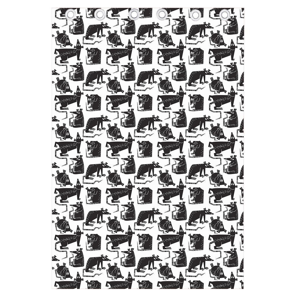 Black And White Rat Pattern Print Curtain