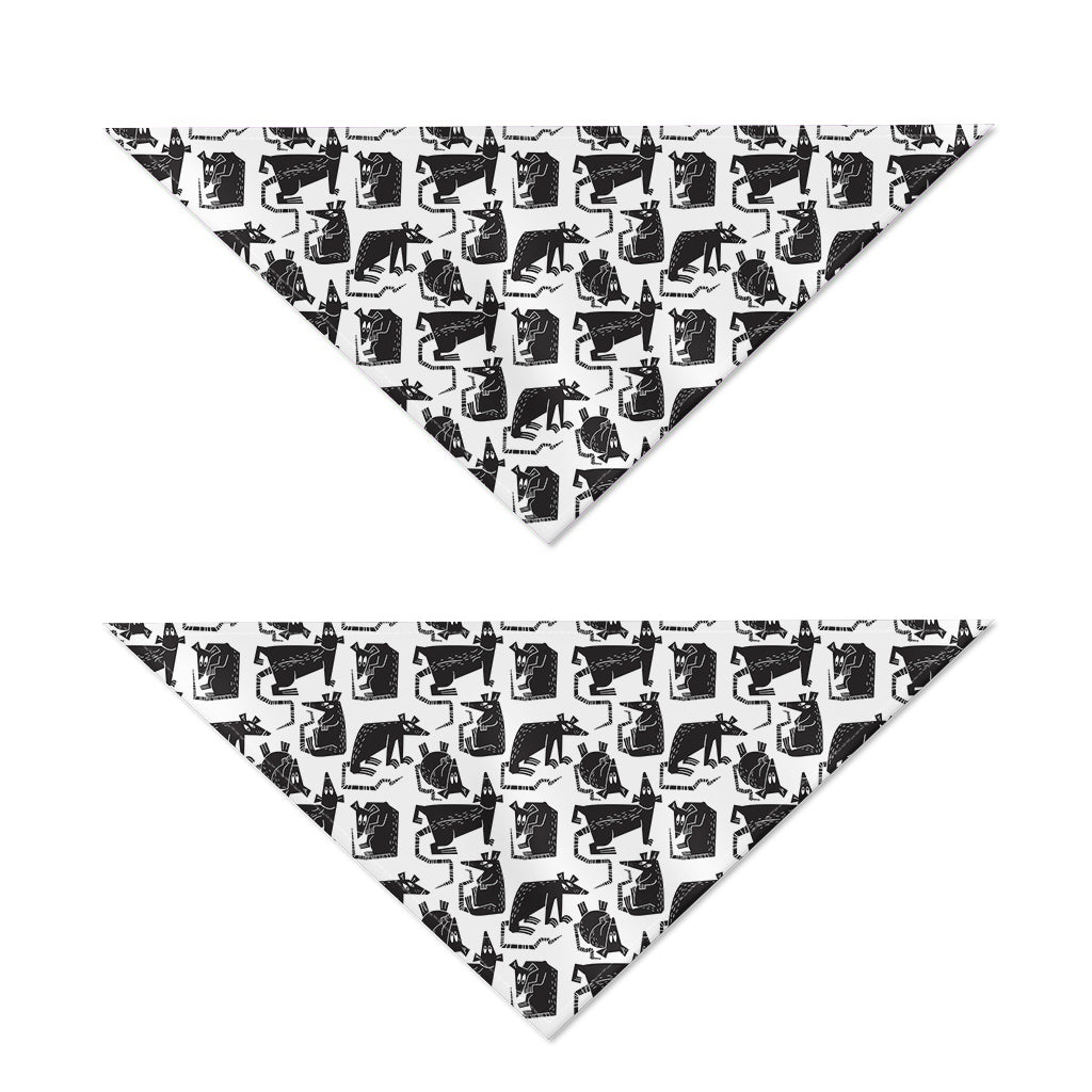 Black And White Rat Pattern Print Dog Bandana
