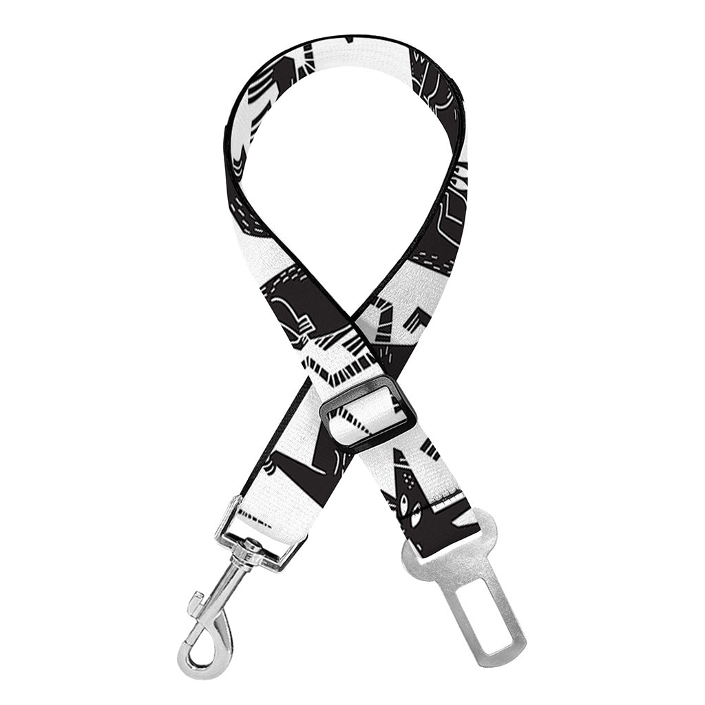Black And White Rat Pattern Print Dog Seat Belt