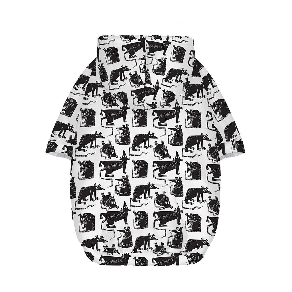 Black And White Rat Pattern Print Dog Zip Up Hoodie
