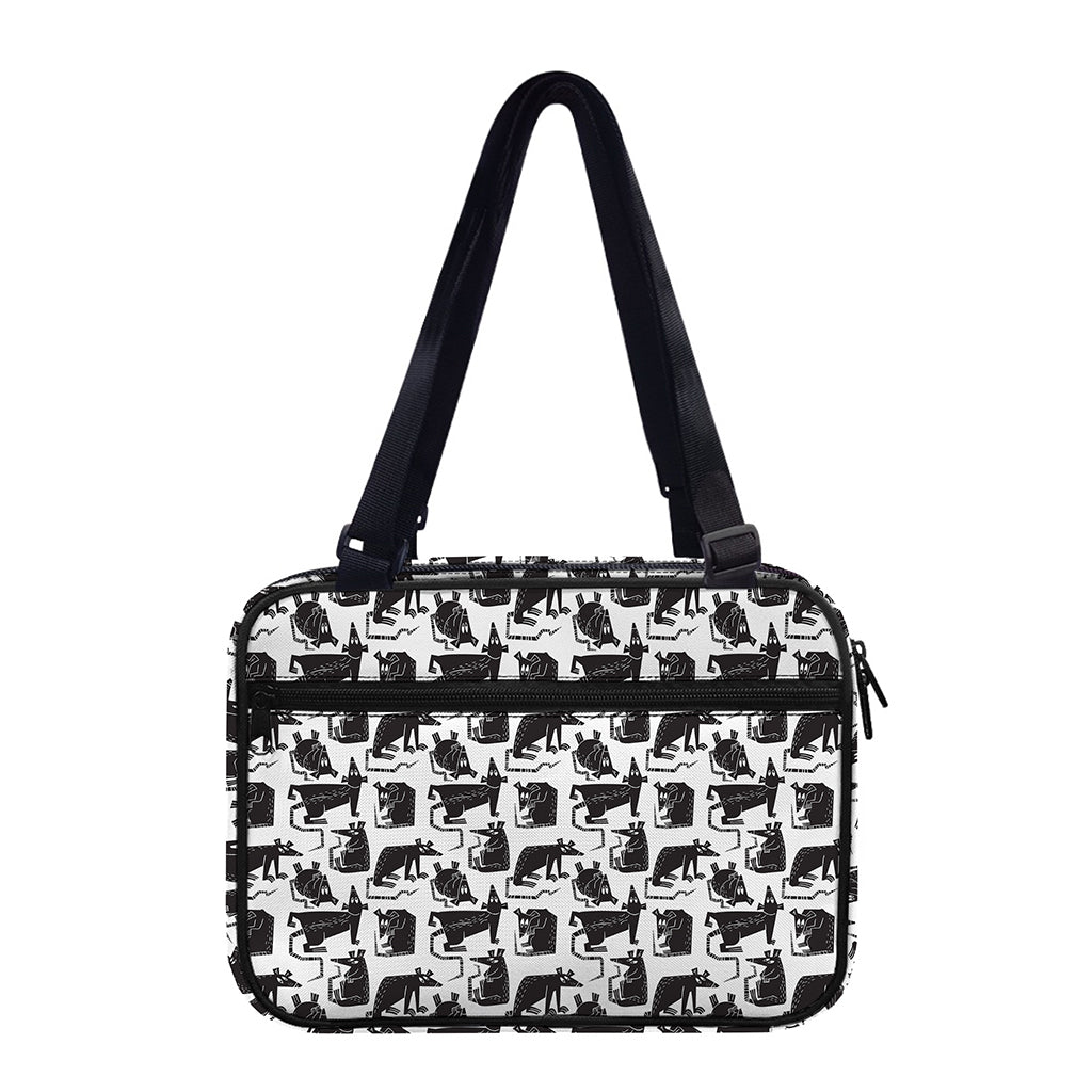 Black And White Rat Pattern Print Double Strap Bible Bag