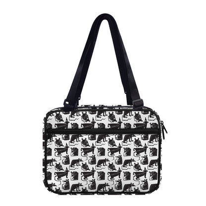 Black And White Rat Pattern Print Double Strap Bible Bag