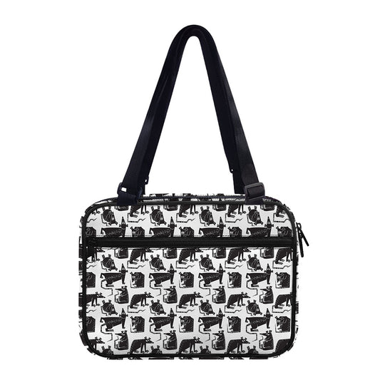 Black And White Rat Pattern Print Double Strap Bible Bag