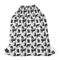 Black And White Rat Pattern Print Drawstring Bag