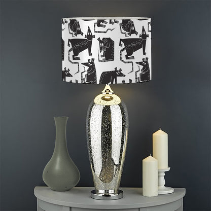 Black And White Rat Pattern Print Drum Lamp Shade