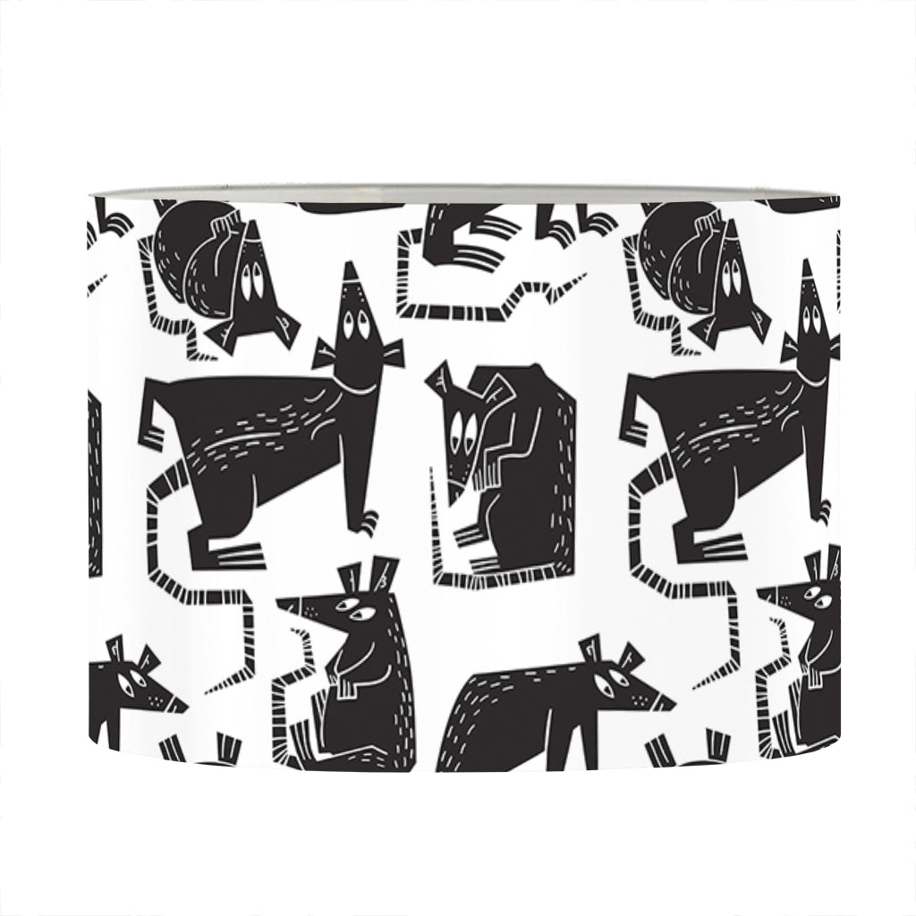 Black And White Rat Pattern Print Drum Lamp Shade