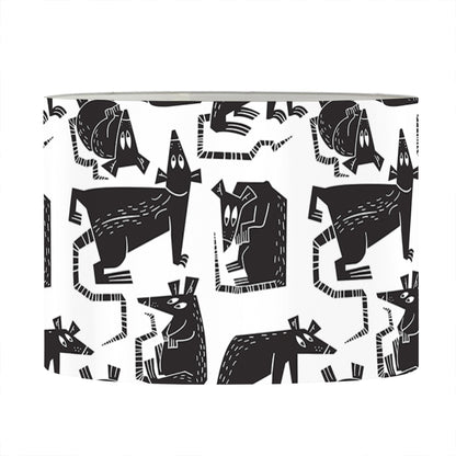 Black And White Rat Pattern Print Drum Lamp Shade