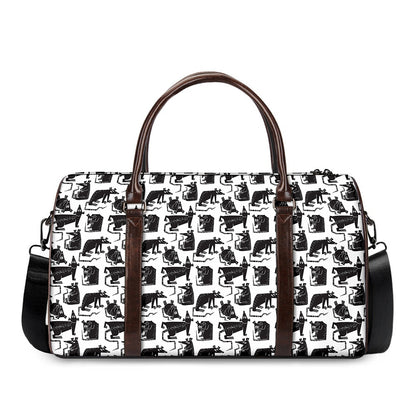 Black And White Rat Pattern Print Duffle Bag