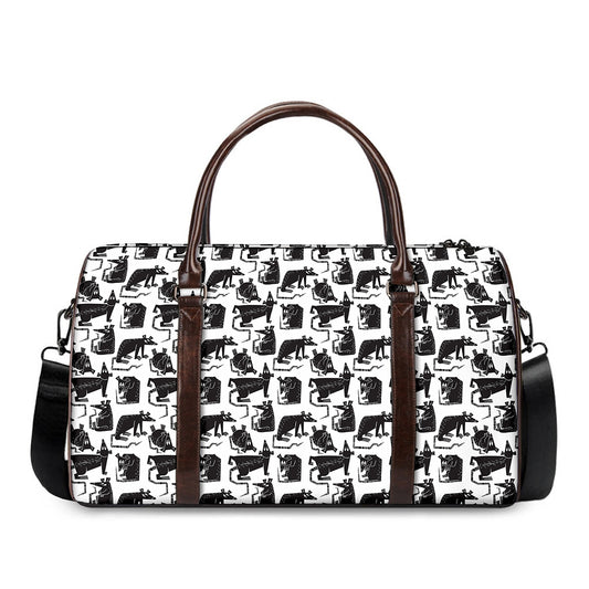 Black And White Rat Pattern Print Duffle Bag