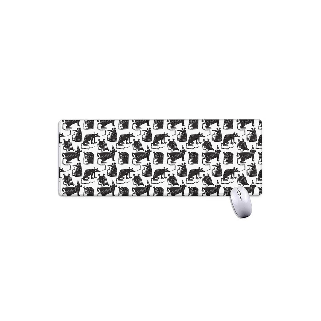 Black And White Rat Pattern Print Extended Mouse Pad