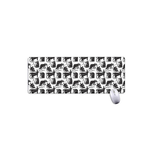 Black And White Rat Pattern Print Extended Mouse Pad