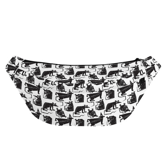 Black And White Rat Pattern Print Fanny Pack