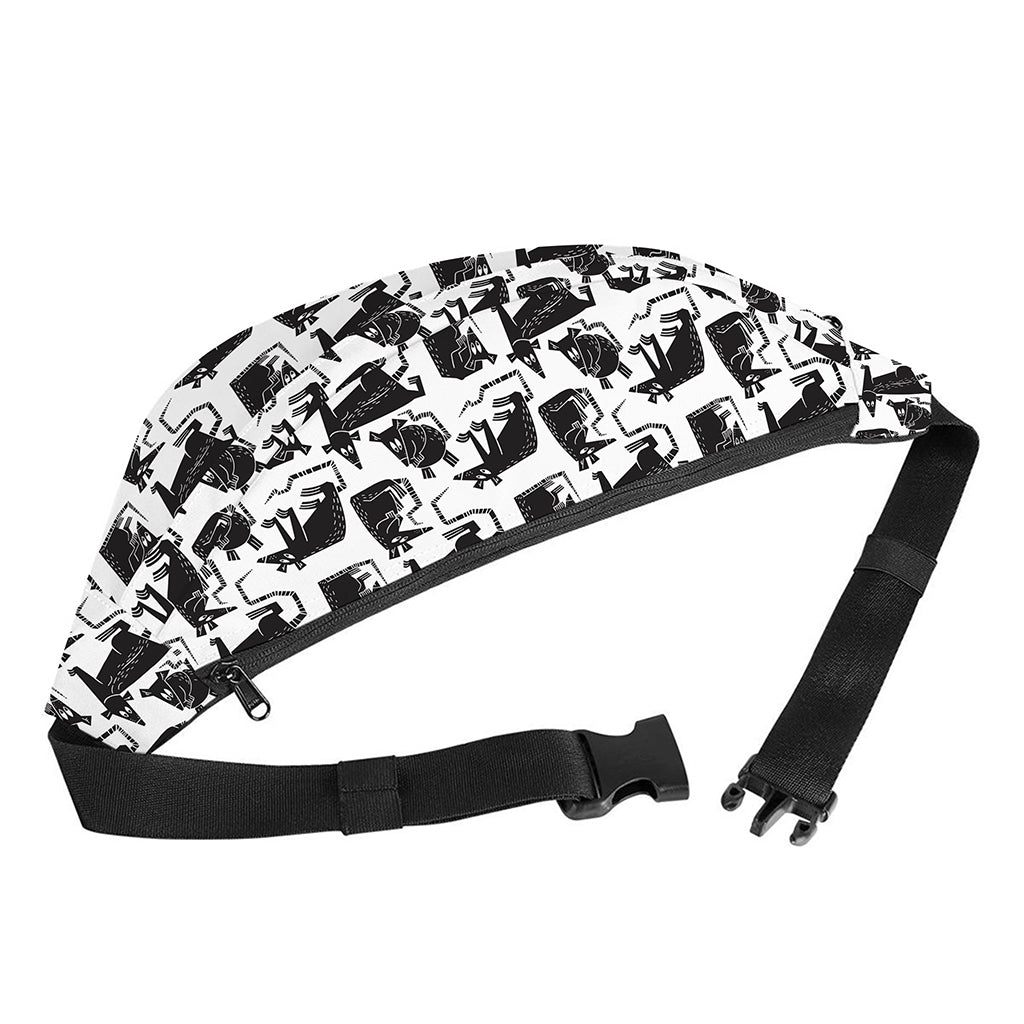 Black And White Rat Pattern Print Fanny Pack