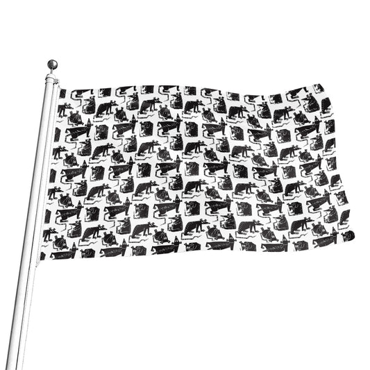 Black And White Rat Pattern Print Flag