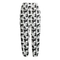 Black And White Rat Pattern Print Fleece Lined Knit Pants