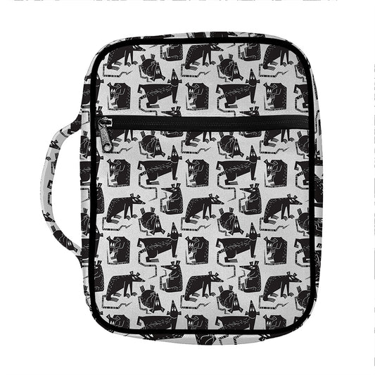 Black And White Rat Pattern Print Front Pocket Bible Bag